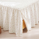 tiny blossom bed skirt cream floral split corner close up