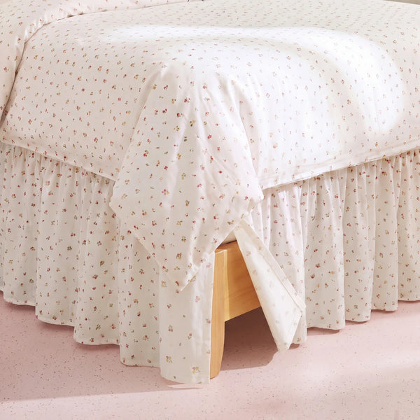 tiny blossom bed skirt ivory ditsy floral ruffled hem
