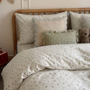 tiny blossom duvet cover set rattan headboard lace pillow scene