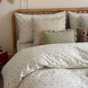 tiny blossom duvet cover set rattan headboard lace pillow scene