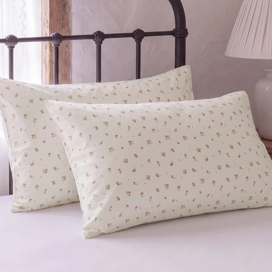 tiny blossom pillowcases cream ditsy floral set pleated lamp cozy decor
