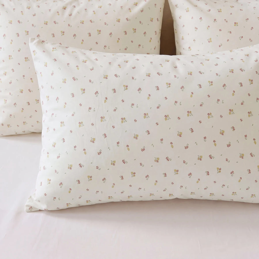 tiny blossom pillowcases cream ditsy flower pattern pillow set bedding