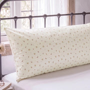 tiny blossom pillowcases cream floral pattern vintage metal bed window