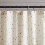 tiny blossom shower curtain cream ditsy floral metal rings