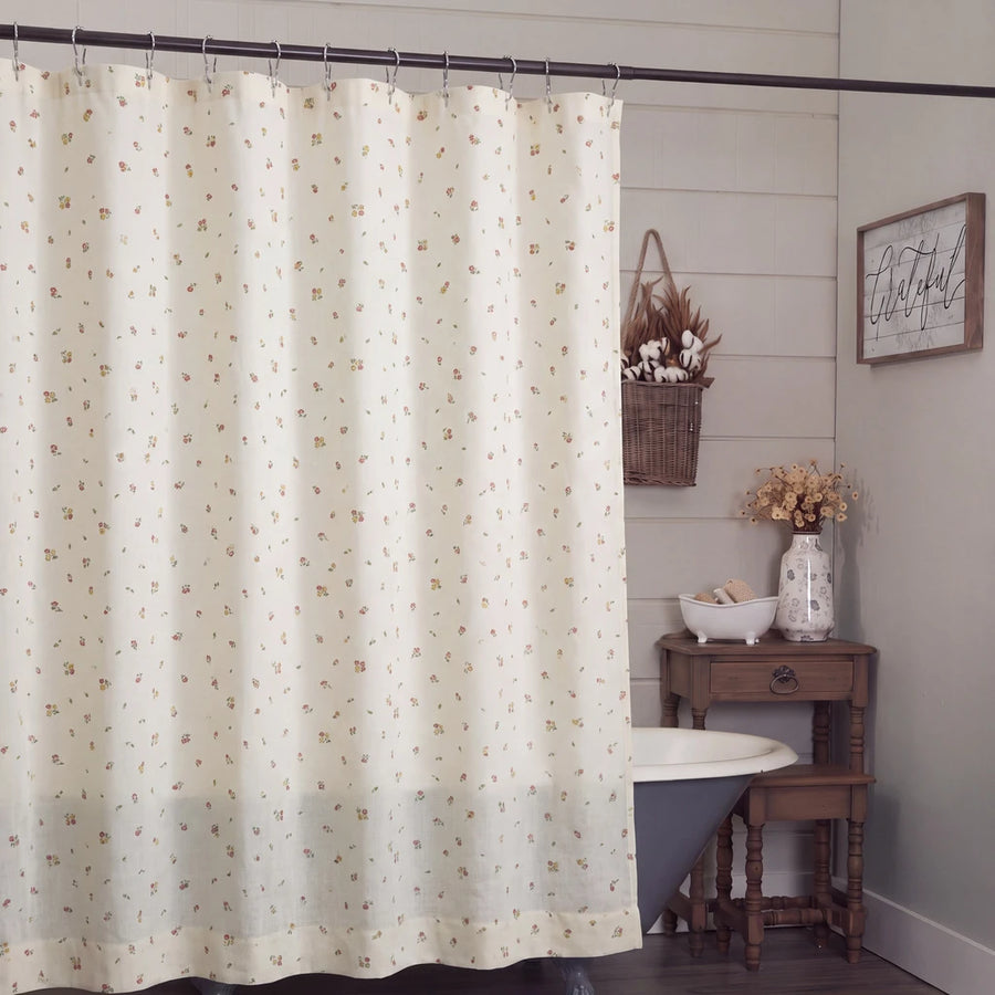 tiny blossom shower curtain off white rustic farmhouse decor