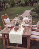 tiny blossom table runner outdoor table setting