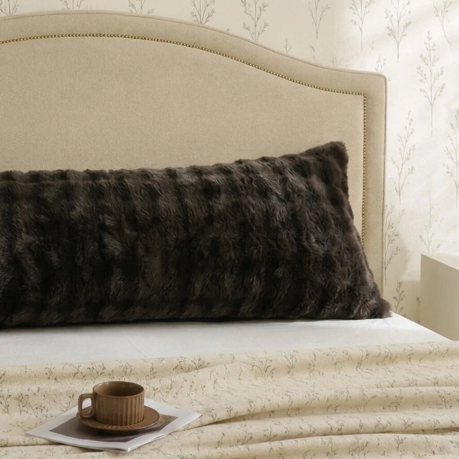 ultra soft faux fur body pillow cover close up