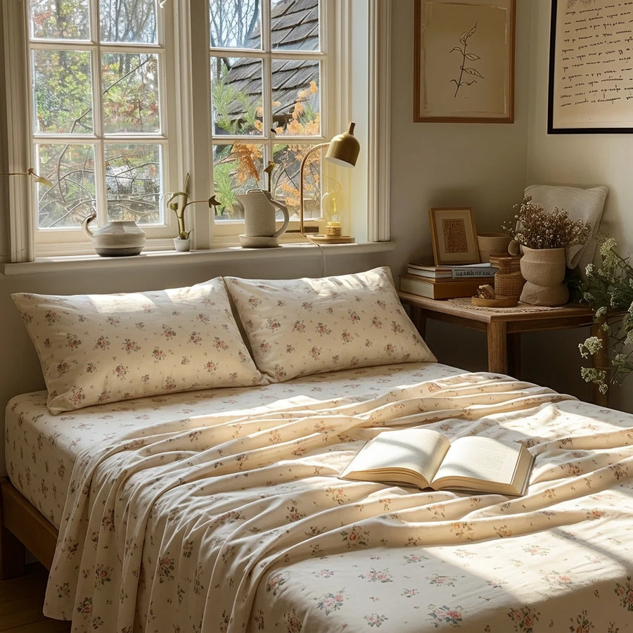 victorian rose print bed sheets shabby chic bedroom decor