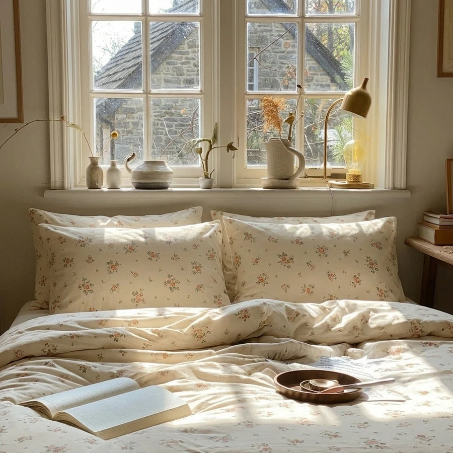 victorian rose print duvet cover shabby chic bedroom decor
