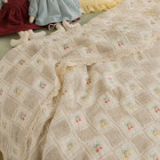 vintage botanical jacquard cotton blanket texture
