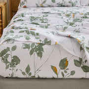vintage botanical leaf print sheet set sage green bedding