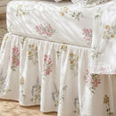 vintage botanical linen bed skirt with fitted sheet
