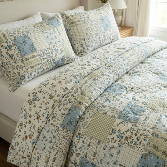vintage floral patchwork pillowcases shabby chic bedding detail