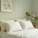 vintage floral print bed sheets pink pinstripe cottagecore style