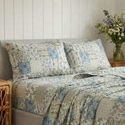 vintage floral print pillow shams cream patchwork design