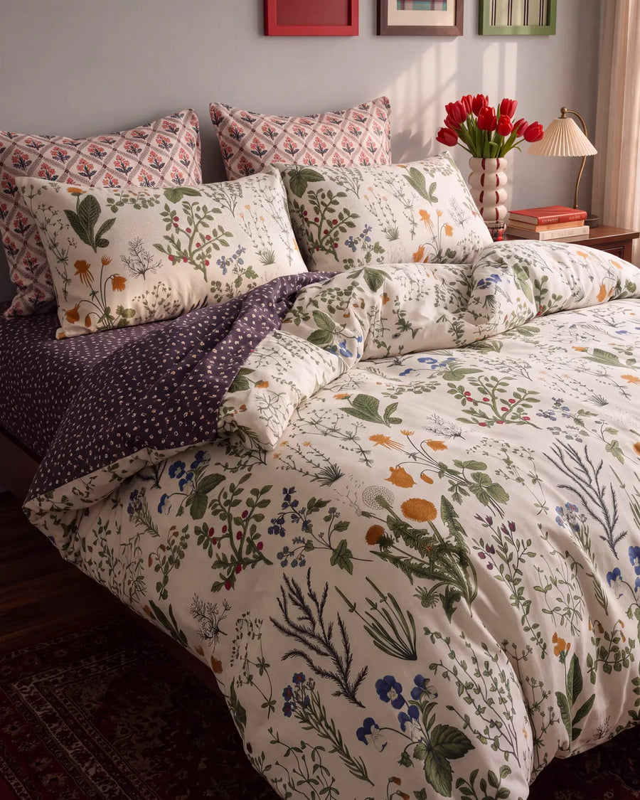 vintage herbarium botanical duvet cover bedroom