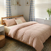 vintage rose gingham duvet cover set pink check bedding main