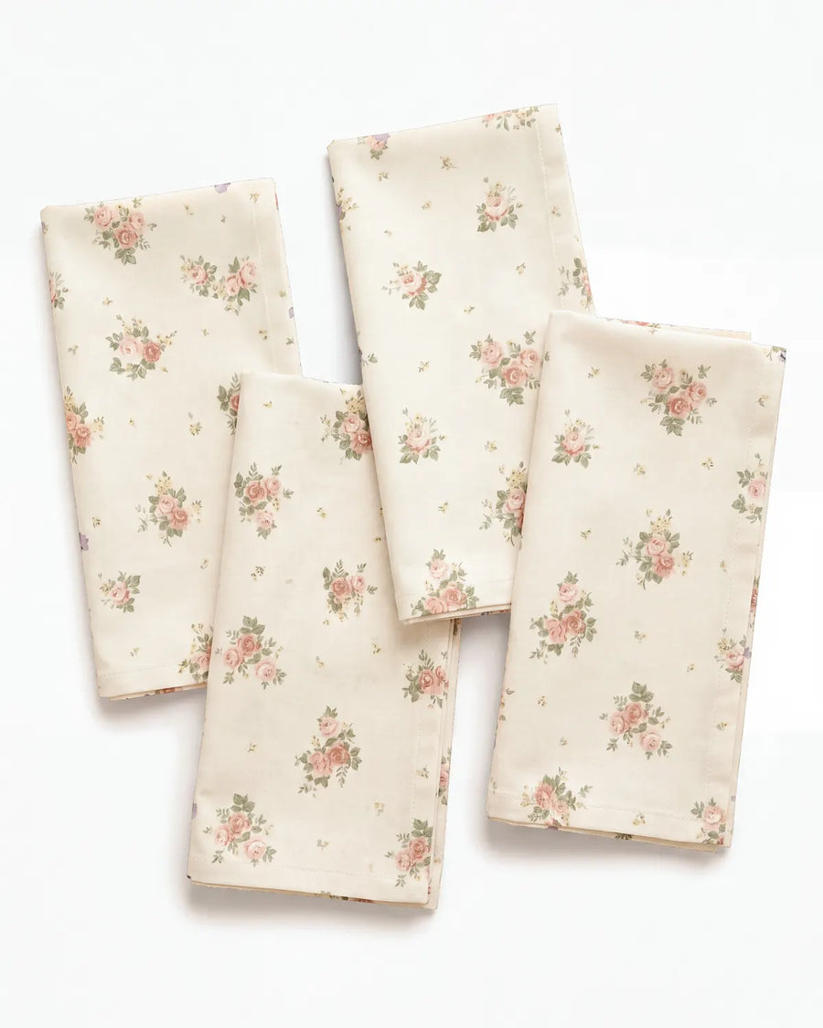 vintage rose napkin set of 4 flat lay