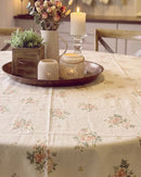 vintage rose tablecloth tabletop styling