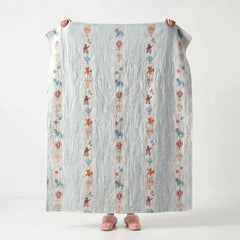 vintage storybook cotton blanket whimsical sky bed setup