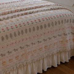 vintage storybook lane plaid cotton blanket bed