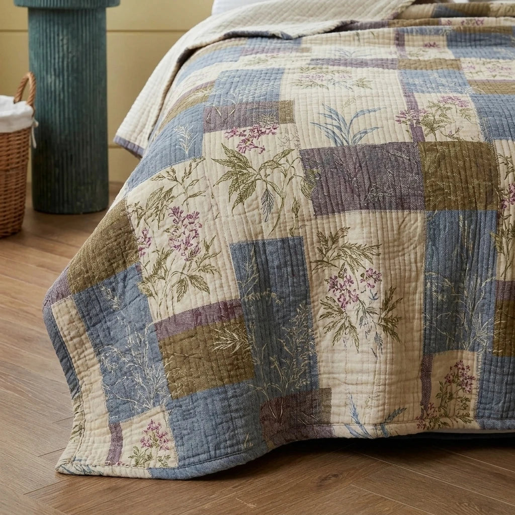 vintage storybook patchwork blanket botanical patchwork main