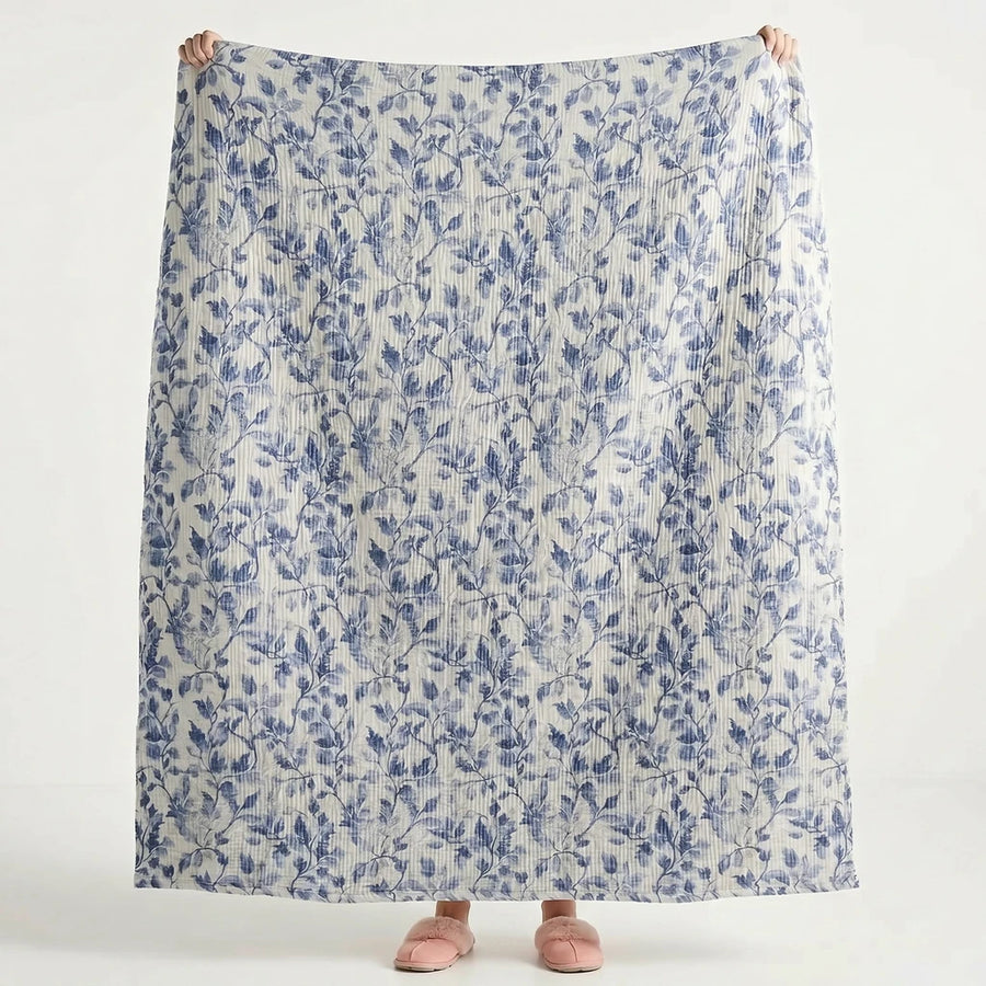 vintage storybook printed cotton blanket heritage indigo detail