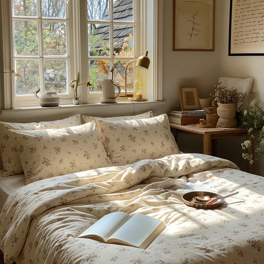 vintage sun drenched rose duvet cover set floral bedding main