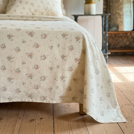 vintage sun drenched rose flat sheet drape wood floor