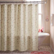 vintage sun drenched rose shower curtain cream pink clawfoot tub pink rug