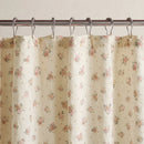vintage sun drenched rose shower curtain cream pink metal rings close up