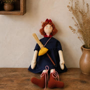 vintage witch cloth doll with miniature straw broom