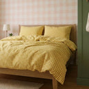 warm honey yellow check duvet set soft breathable cotton