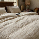 warm wheat check duvet set soft breathable cotton texture