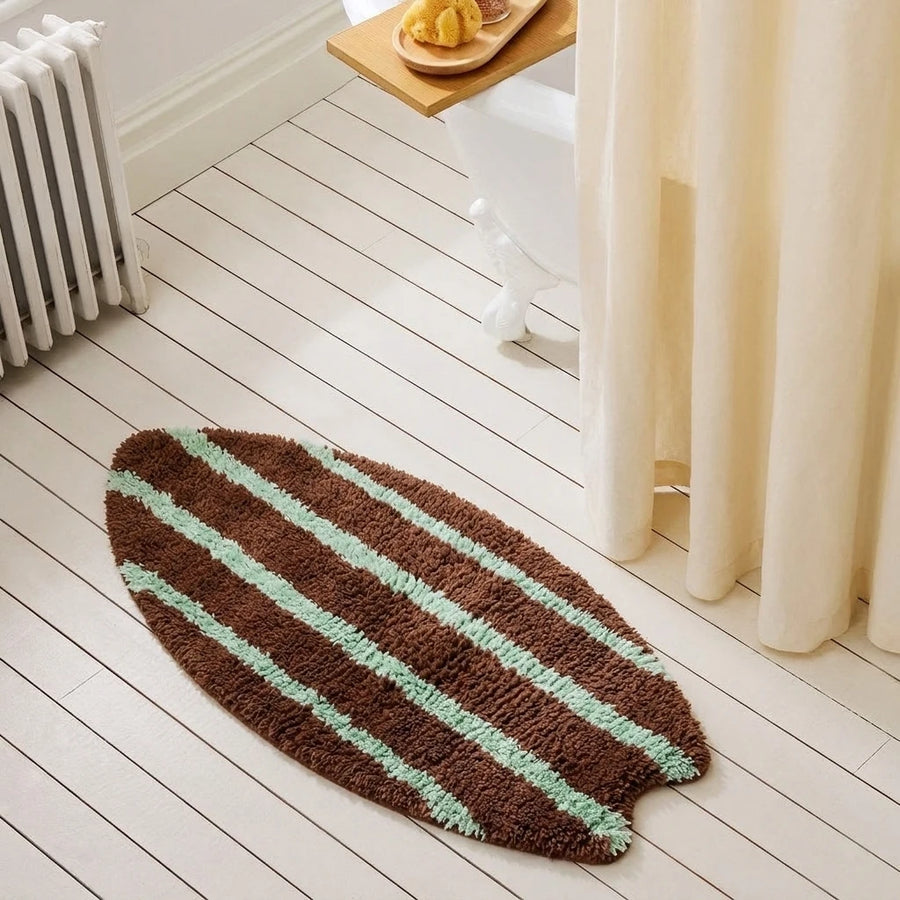 wave rider rug cocoa mint bathroom decor scene