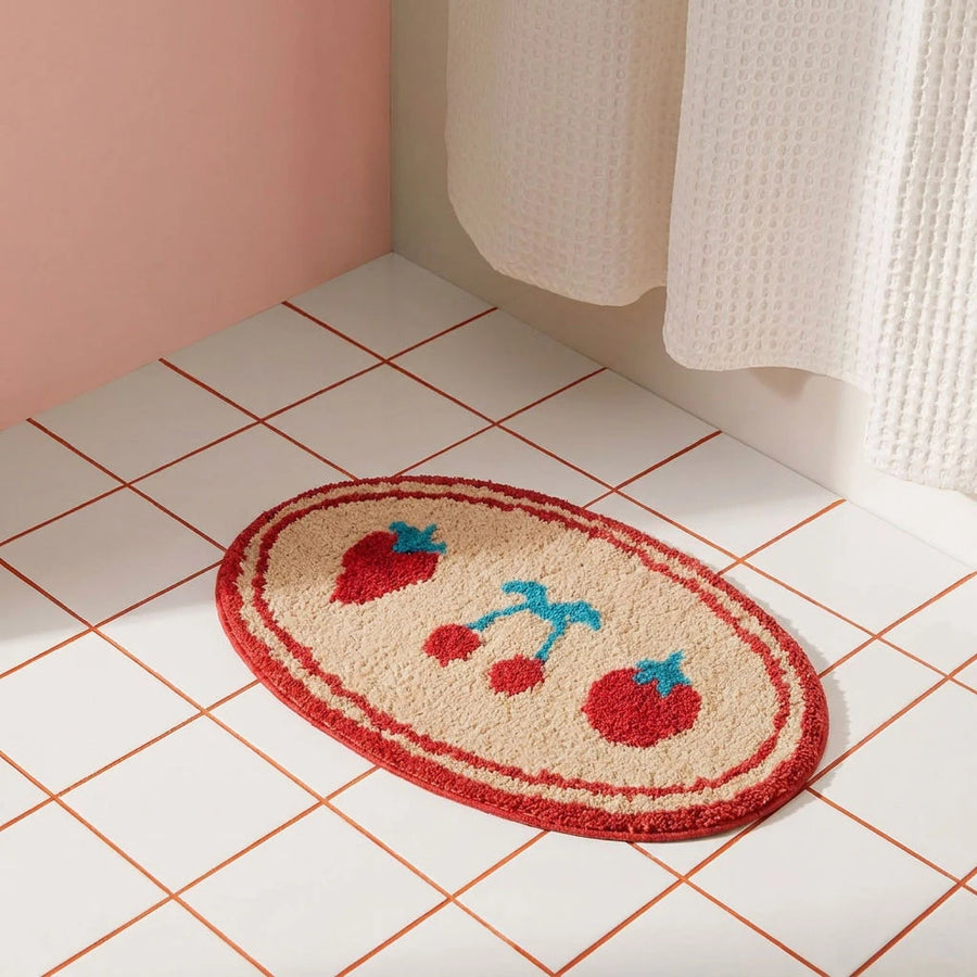 whimsy garden rug berry patch bathroom mat styling