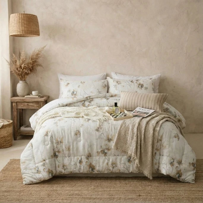 white linen floral comforter set king