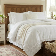 white ruffled quilt set shabby chic farmhouse bedroom decor