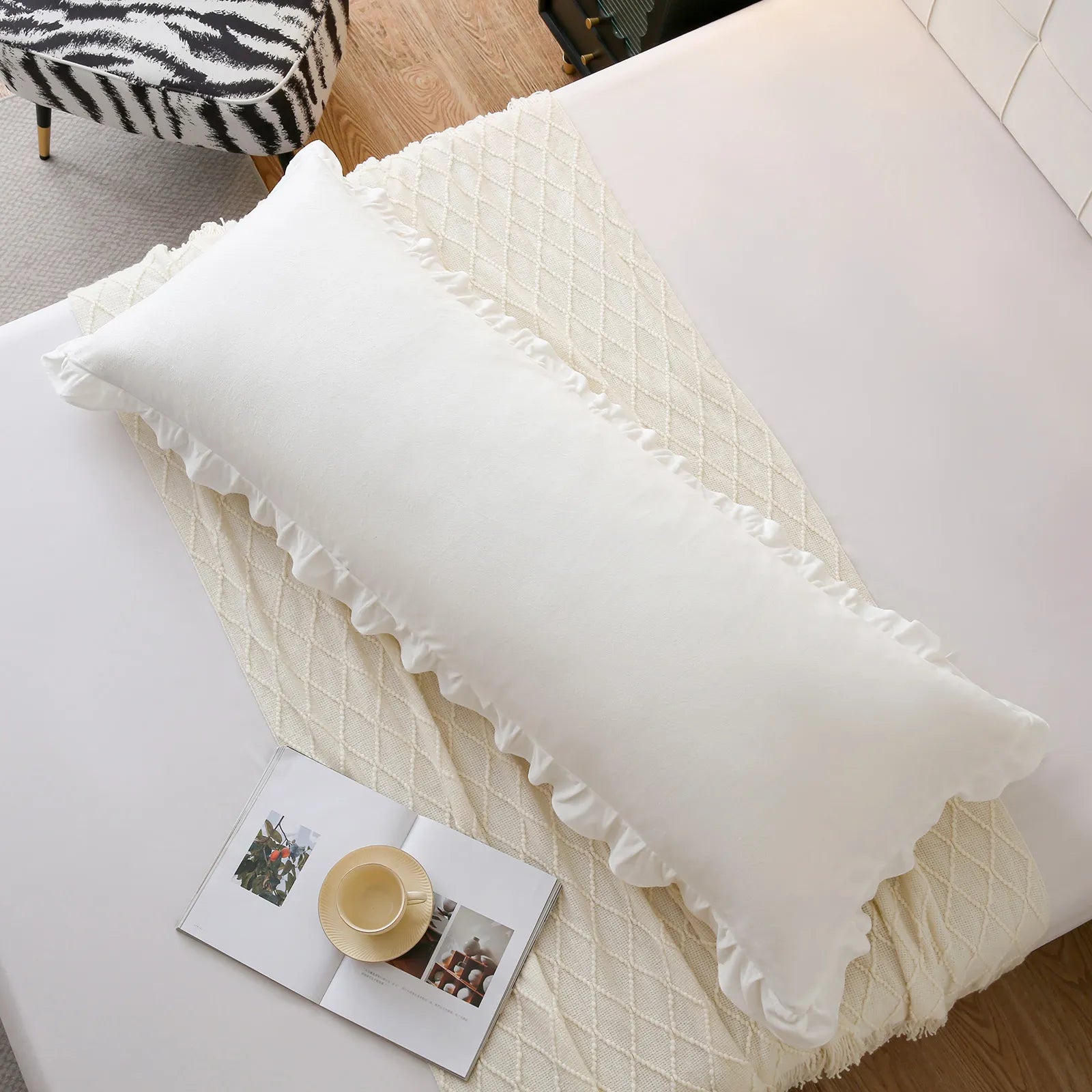white velvet long pillowcase