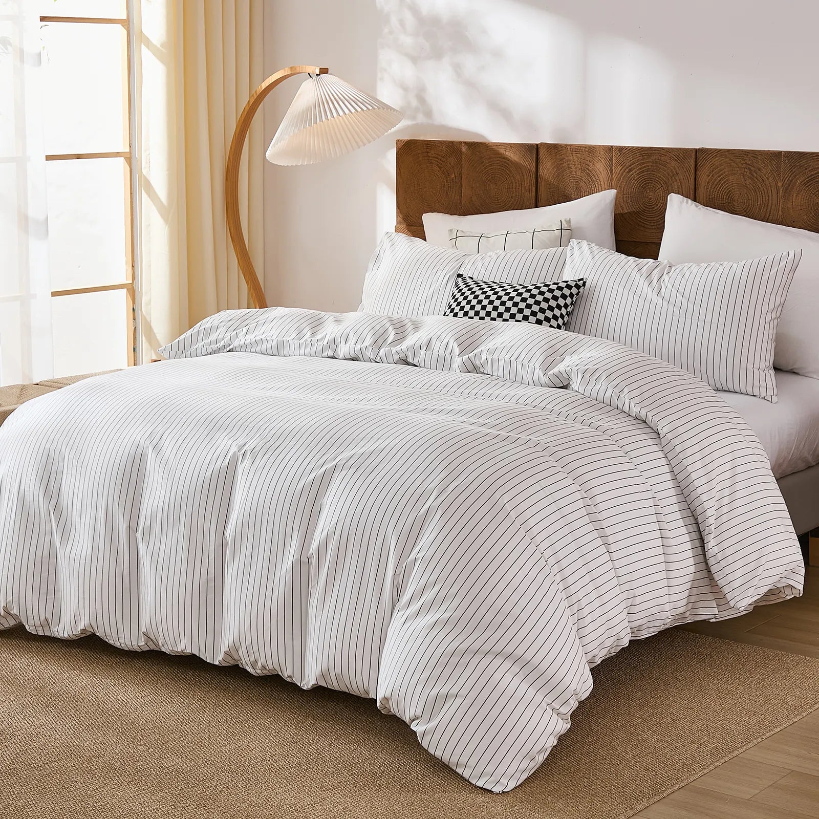 white and black pinstripe comforter sets