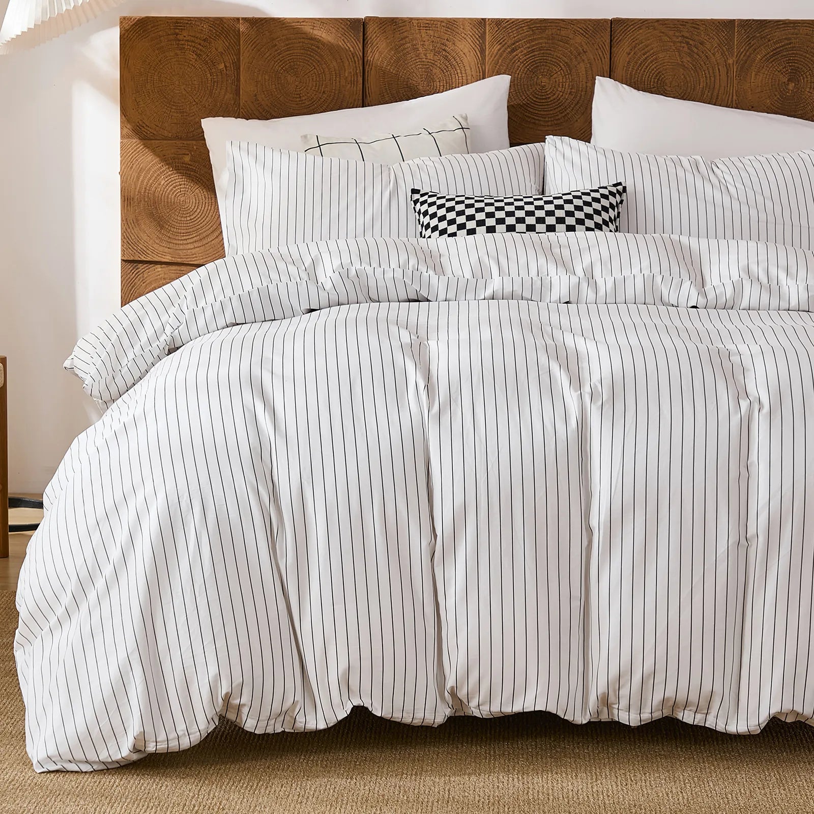 white and black pinstripe comforter set king size