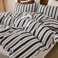 white and black stripe bedding set queen size