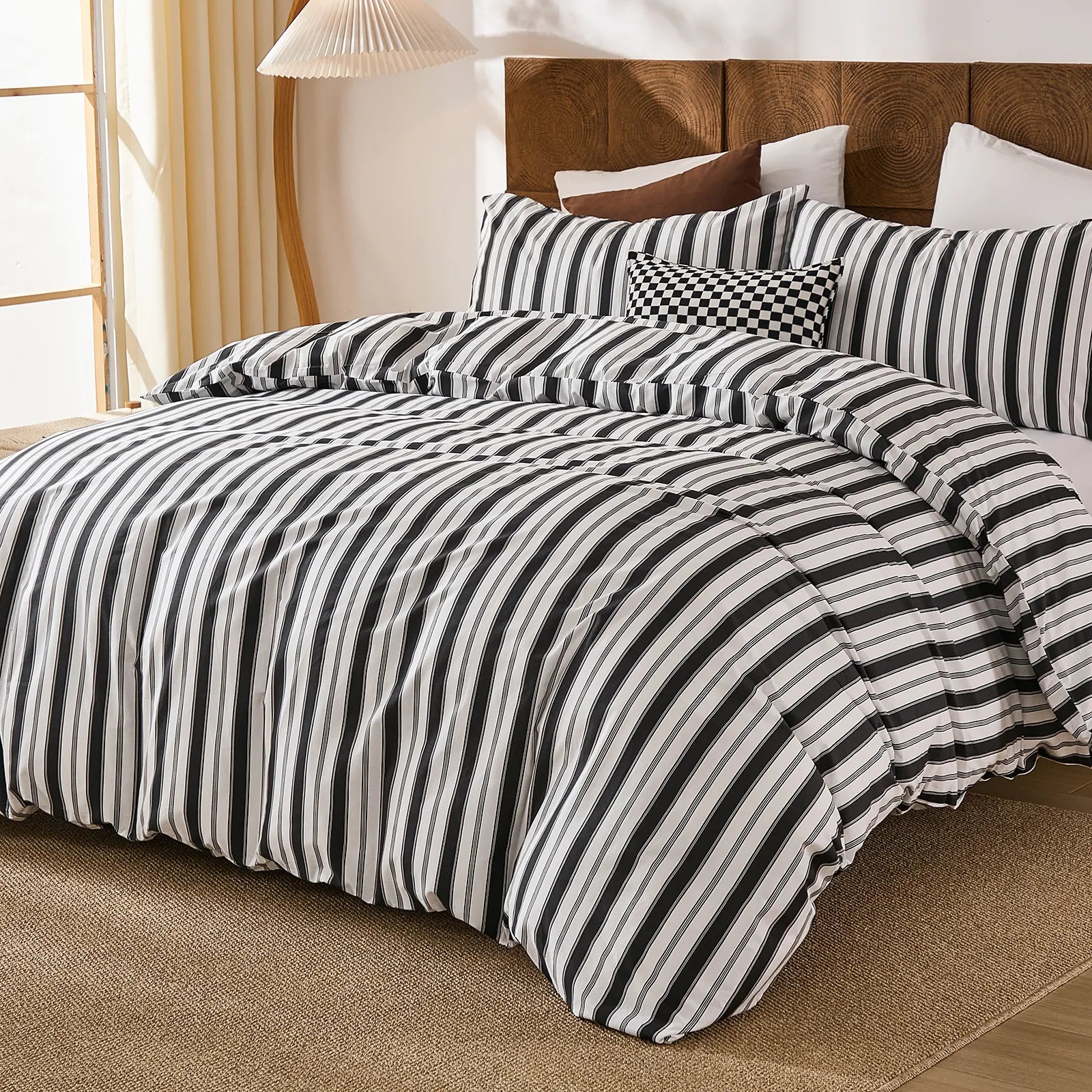 white and black stripe comforter sets