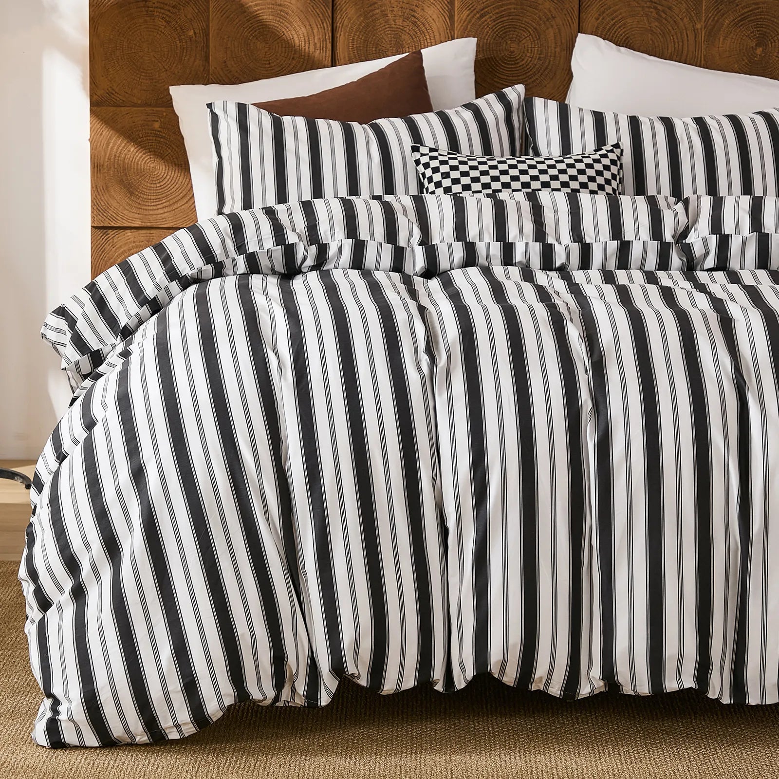 white and black stripe comforter set king size