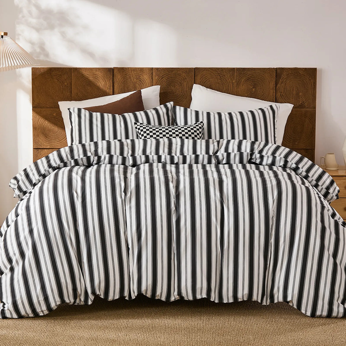 white and black stripe comforter set queen size