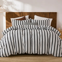 white and black stripe comforter set queen size