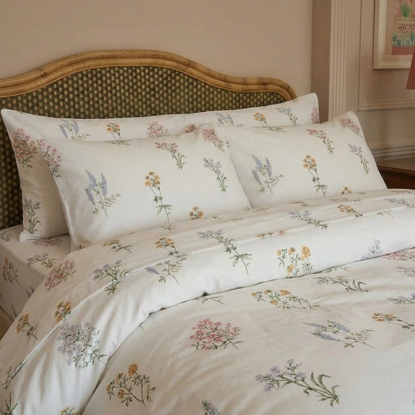 wildflower botanical bedding set pillow shams sheet detail