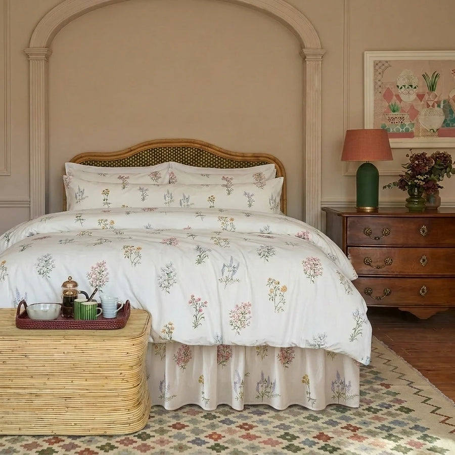 wildflower botanical duvet cover set with bed skirt bedroom
