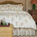 wildflower botanical ruffled bed skirt duvet cover front view
