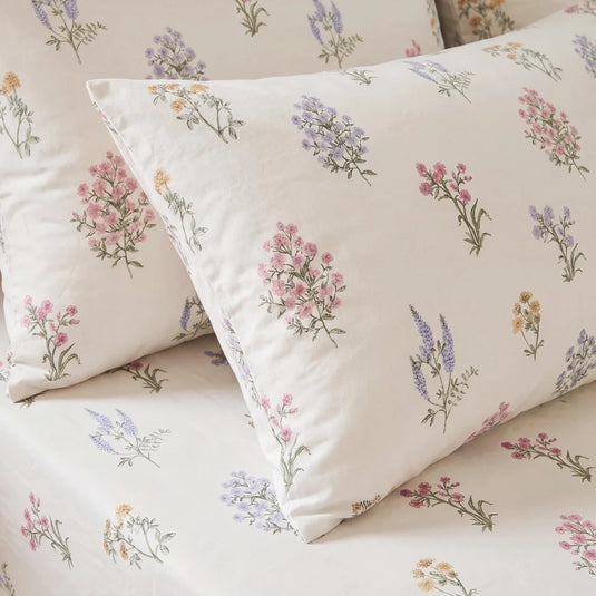 wildflower cottage printed pillowcases detail floral pattern
